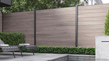 Clôture planeo Gardence WPC - BiColor co-ex incl. insert design au choix 180 x 180 cm