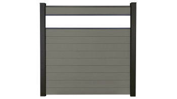 planeo Gardence Strong - Clôture à emboîter BPC verre satiné gris 180 x 180 cm