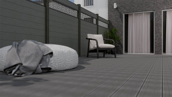 planeo Gardence Strong - Clôture à emboîter BPC Leafs Gris 180 x 180 cm