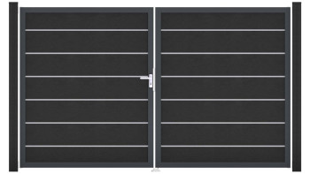 planeo Gardence Deluxe - Porte composite DIN gauche 2 vantaux gris Anthracite avec cadre aluminium Anthracite