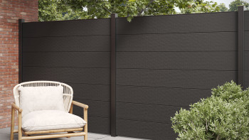 planeo Clôture WPC Gardence XL - noir co-ex avec insert design au choix 180 x 180 cm