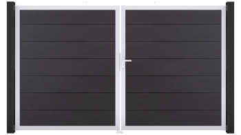 planeo Gardence Strong XL - Porte composite DIN droite 2 vantaux gris Anthracite avec cadre aluminium argenté