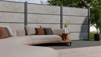 planeo Gardence Resistant - Clôture à emboîter HPL gris béton 180 x 183 cm