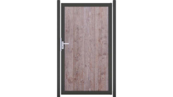 planeo Gardence Resistant - Pare-vue HPL Porte aspect bois avec cadre en aluminium Anthracite