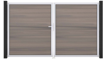 planeo Gardence Strong - Porte composite DIN gauche 2 vantaux Bi-Color co-ex avec cadre en aluminium argenté