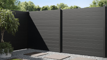 Clôture de jardin planeo Gardence en aluminium - gris anthracite sans ou avec choix d'inserts de design 180 x 180 cm