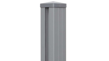 planeo Gardence Metallic - Poteau de portail renforcé à bétonner gris argenté DB701 9x9x240cm capuchon inclus