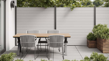 planeo 3D - Clôture de jardin gris clair antique