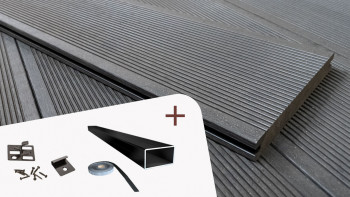 planeo Kit complet ECO-Line - massive gris foncé structure rainurée