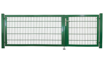 planeo Porte universelle lourde 2 vantaux asymétriques vert mousse poteaux de porte inclus