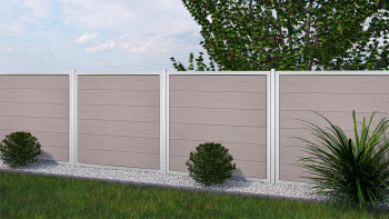 planeo Viento - clôture composite carré Bi-Color avec cadre aluminium argent