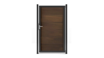 planeo Gardence Guard - Porte composite universelle Noyer avec cadre aluminium Anthracite | DB703