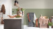 papier peint en vinyle beige classique uni vert 134