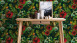 Papier peint en vinyle Greenery A.S. Création country style hibiscus plantes vert bleu rouge 165